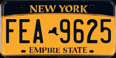 NY license plate FEA9625