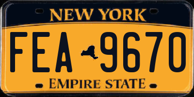 NY license plate FEA9670