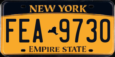 NY license plate FEA9730