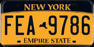 NY license plate FEA9786