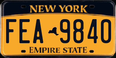 NY license plate FEA9840