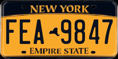 NY license plate FEA9847