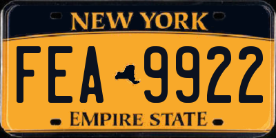 NY license plate FEA9922
