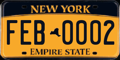 NY license plate FEB0002