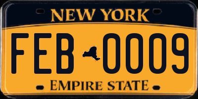 NY license plate FEB0009