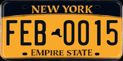 NY license plate FEB0015