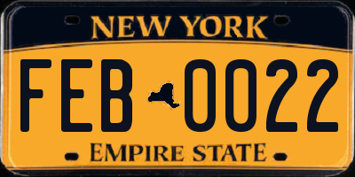 NY license plate FEB0022
