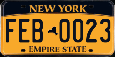 NY license plate FEB0023