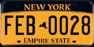 NY license plate FEB0028