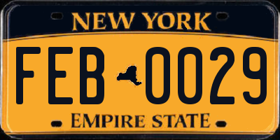 NY license plate FEB0029