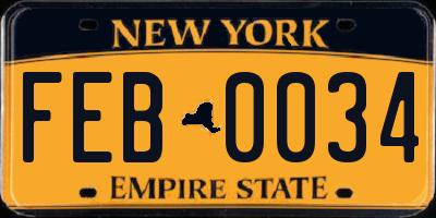 NY license plate FEB0034