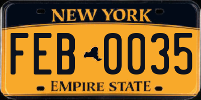 NY license plate FEB0035
