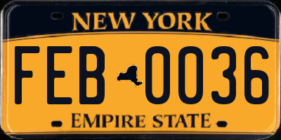 NY license plate FEB0036