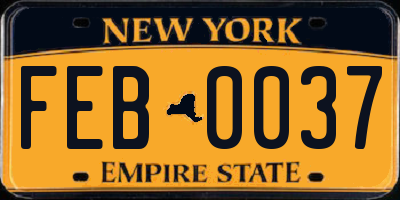 NY license plate FEB0037