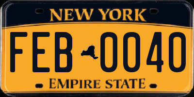 NY license plate FEB0040