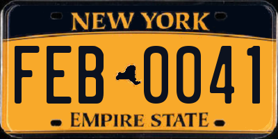 NY license plate FEB0041