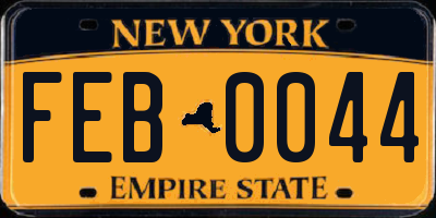 NY license plate FEB0044