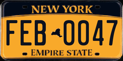 NY license plate FEB0047