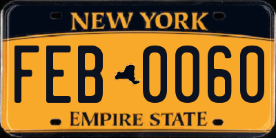 NY license plate FEB0060