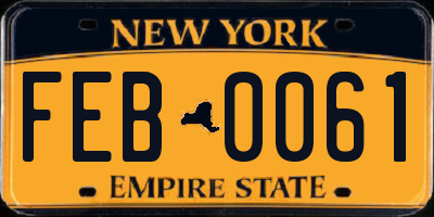 NY license plate FEB0061