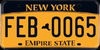 NY license plate FEB0065