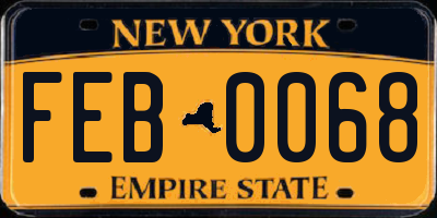 NY license plate FEB0068