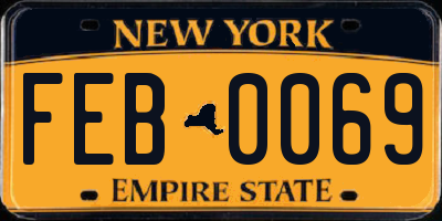 NY license plate FEB0069