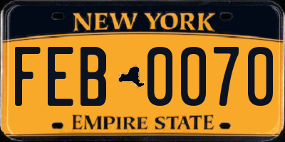 NY license plate FEB0070