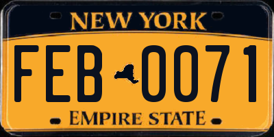 NY license plate FEB0071