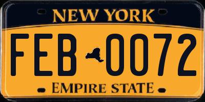NY license plate FEB0072