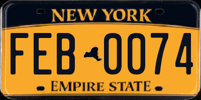 NY license plate FEB0074