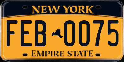 NY license plate FEB0075