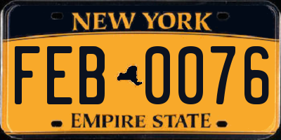 NY license plate FEB0076