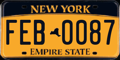 NY license plate FEB0087