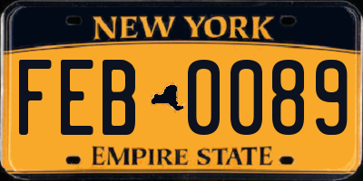 NY license plate FEB0089