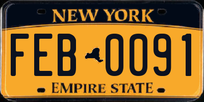 NY license plate FEB0091