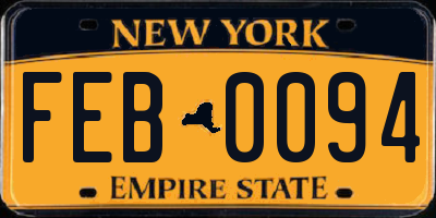 NY license plate FEB0094