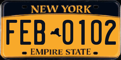 NY license plate FEB0102
