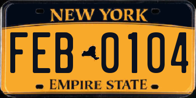 NY license plate FEB0104