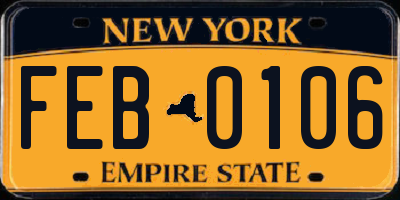 NY license plate FEB0106