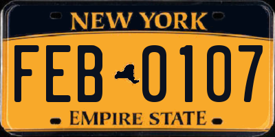 NY license plate FEB0107