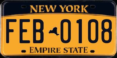NY license plate FEB0108