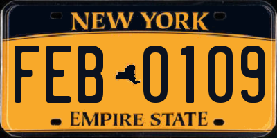 NY license plate FEB0109