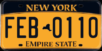NY license plate FEB0110