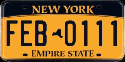 NY license plate FEB0111