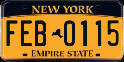 NY license plate FEB0115