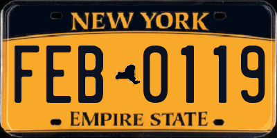 NY license plate FEB0119