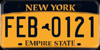 NY license plate FEB0121