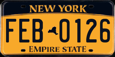 NY license plate FEB0126