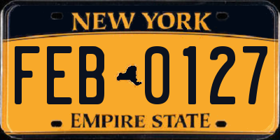 NY license plate FEB0127